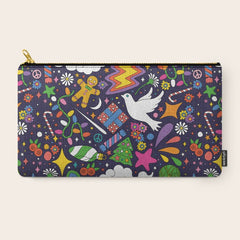 60s 70s psychedelic Modern Christmas Confetti Pattern Carry All Pouch