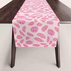 70s retro pink smiles pattern Table Runner
