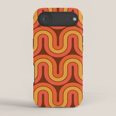 70s Retro Vintage Style Geometric Pattern Autumn Brown Orange and Yellow iPhone Case