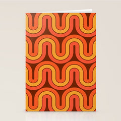 70s Retro Vintage Style Geometric Pattern Autumn Brown Orange and Yellow Stationery Card