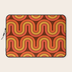 70s Retro Vintage Style Geometric Pattern Autumn Brown Orange and Yellow Laptop Sleeve
