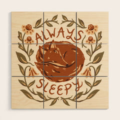 Always Sleepy' Fox Wood Wall Art