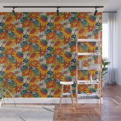 70s Retro Floral - Bold Wall Mural