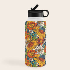 70s Retro Floral - Bold Water Bottle