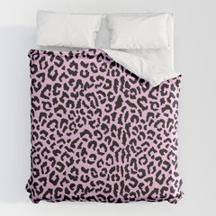 2000s leopard-black on palest pink Duvet Cover