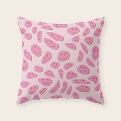70s retro pink smiles pattern Throw Pillow