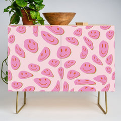 70s retro pink smiles pattern Credenza