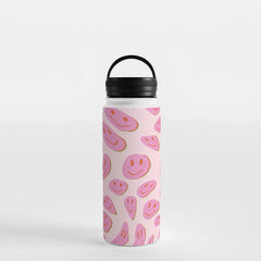 70s retro pink smiles pattern Water Bottle