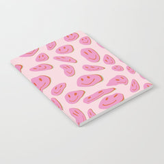70s retro pink smiles pattern Notebook