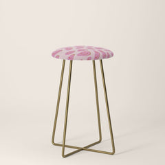 70s retro pink smiles pattern Stool