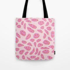 70s retro pink smiles pattern Tote Bag