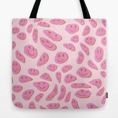 70s retro pink smiles pattern Tote Bag