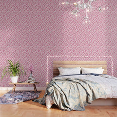 70s retro pink smiles pattern Wallpaper