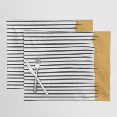 (White Background) Mid Century Modern Minimalist Rothko Inspired Color Field With Lines Geometric Style Placemat