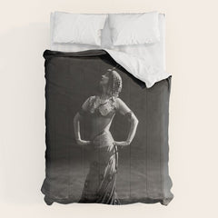 1920 Spanish Flamenco dancer vintage starlet Ruth St Denis black and white photograph Comforter