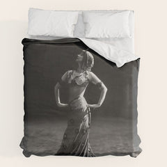 1920 Spanish Flamenco dancer vintage starlet Ruth St Denis black and white photograph Duvet Cover