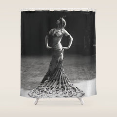 1920 Spanish Flamenco dancer vintage starlet Ruth St Denis black and white photograph Shower Curtain