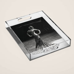 1920 Spanish Flamenco dancer vintage starlet Ruth St Denis black and white photograph Acrylic Tray