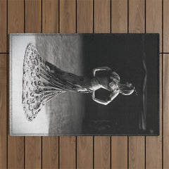 1920 Spanish Flamenco dancer vintage starlet Ruth St Denis black and white photograph Outdoor Rug