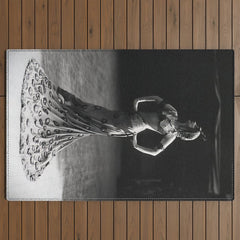 1920 Spanish Flamenco dancer vintage starlet Ruth St Denis black and white photograph Outdoor Rug