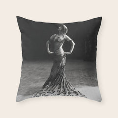 1920 Spanish Flamenco dancer vintage starlet Ruth St Denis black and white photograph Throw Pillow