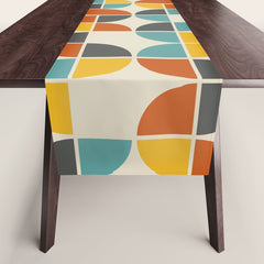 1970s Colors Mid Century Modern Geometric Pattern Table Runner