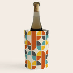 1970s Colors Mid Century Modern Geometric Pattern Wine Chiller