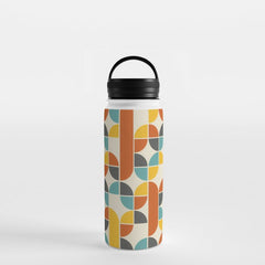1970s Colors Mid Century Modern Geometric Pattern Water Bottle