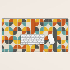 1970s Colors Mid Century Modern Geometric Pattern Desk Mat