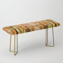 70s, Orange California poppies, mid century, 70s retro, flowers Bench