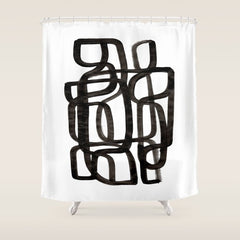Writing On The Wall' Mid Century Modern Fun Abstract Shapes Shower Curtain