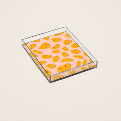 70s retro yellow smile face illustration Acrylic Tray