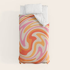 70s Retro Swirl Color Abstract Duvet Cover