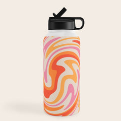 70s Retro Swirl Color Abstract Water Bottle