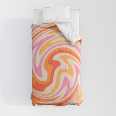 70s Retro Swirl Color Abstract Comforter