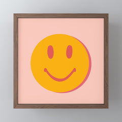 70s retro yellow smile face illustration Mini Art Print