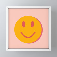 70s retro yellow smile face illustration Mini Art Print