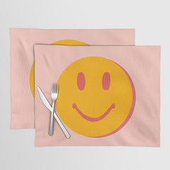 70s retro yellow smile face illustration Placemat
