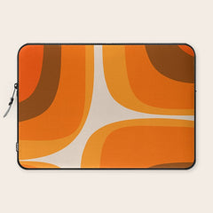 70s Retro Groove Minimalist Mid Century Modern Abstract in 1970s Brown and Orange Laptop Sleeve
