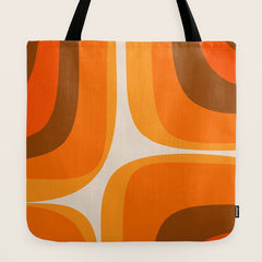 70s Retro Groove Minimalist Mid Century Modern Abstract in 1970s Brown and Orange Tote Bag