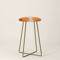 70s Retro Groove Minimalist Mid Century Modern Abstract in 1970s Brown and Orange Stool