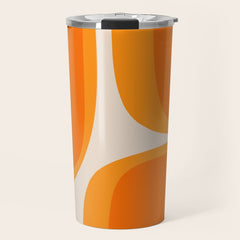 70s Retro Groove Minimalist Mid Century Modern Abstract in 1970s Brown and Orange Travel Mug