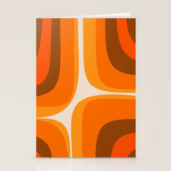 70s Retro Groove Minimalist Mid Century Modern Abstract in 1970s Brown and Orange Stationery Card