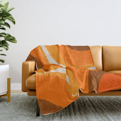 70s Retro Groove Minimalist Mid Century Modern Abstract in 1970s Brown and Orange Throw Blanket