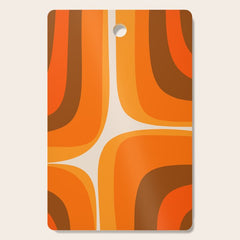 70s Retro Groove Minimalist Mid Century Modern Abstract in 1970s Brown and Orange Cutting Board