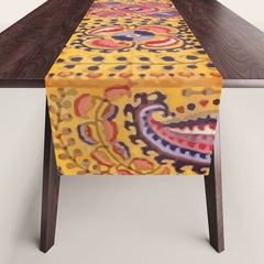 19th Century Uzbekistan Suzani with Gold Background Table Runner