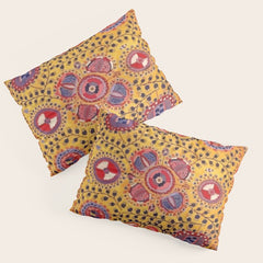 19th Century Uzbekistan Suzani with Gold Background Pillow Sham