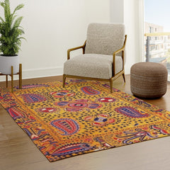 19th Century Uzbekistan Suzani with Gold Background Rug