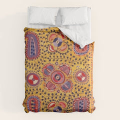 19th Century Uzbekistan Suzani with Gold Background Comforter