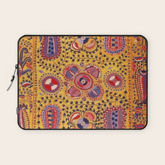 19th Century Uzbekistan Suzani with Gold Background Laptop Sleeve
